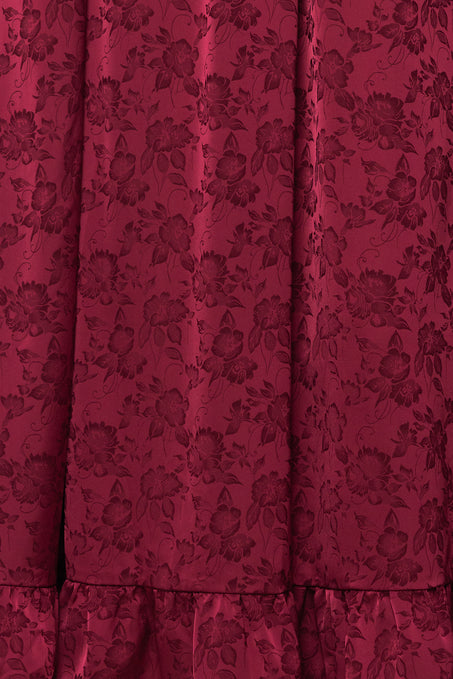 Close-up of a red floral patterned fabric