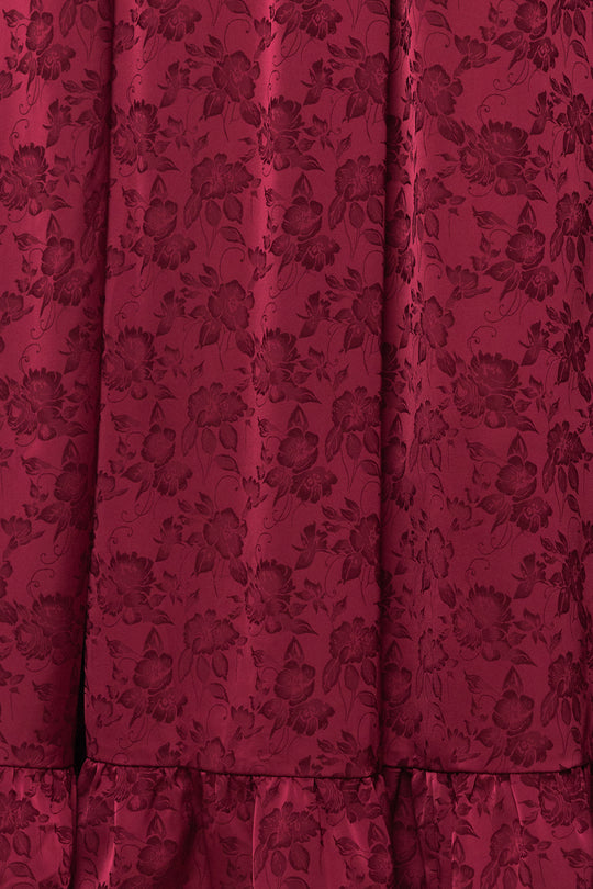 Close-up of a red floral patterned fabric