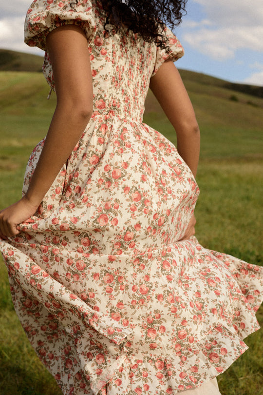 Amira Dress in Ivory Heritage Rose-4