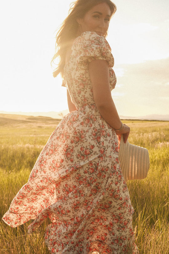 Amira Dress in Ivory Heritage Rose-5