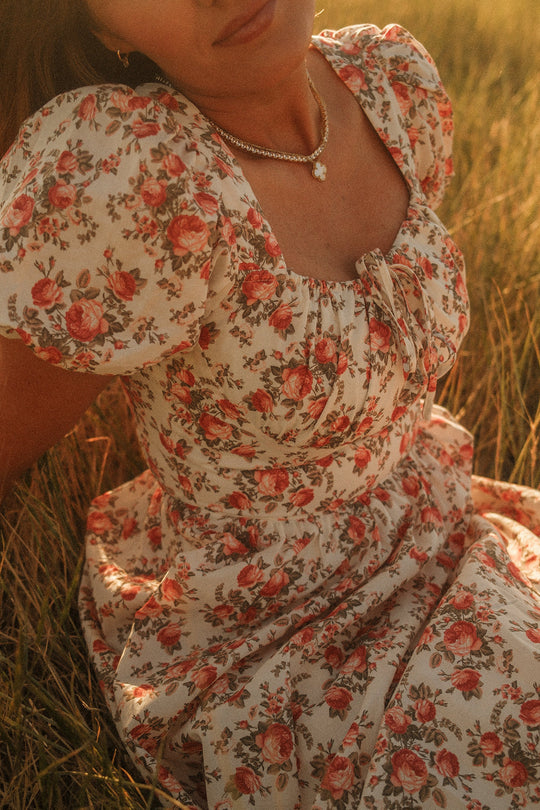 Amira Dress in Ivory Heritage Rose-6