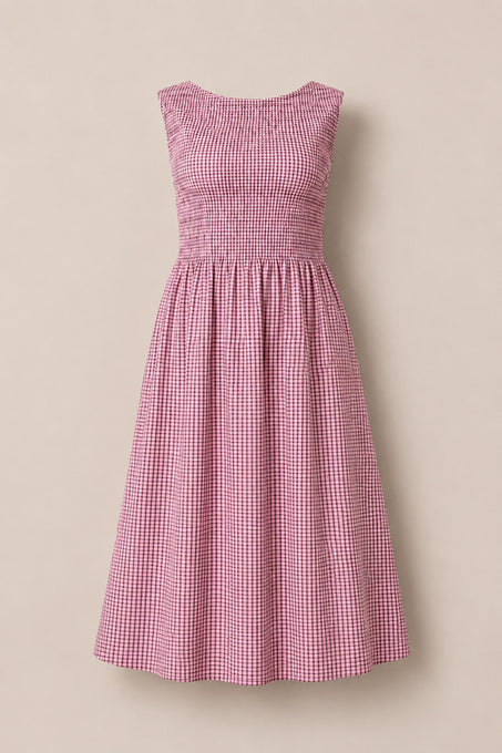 Ana Dress in Pink and Brown Gingham