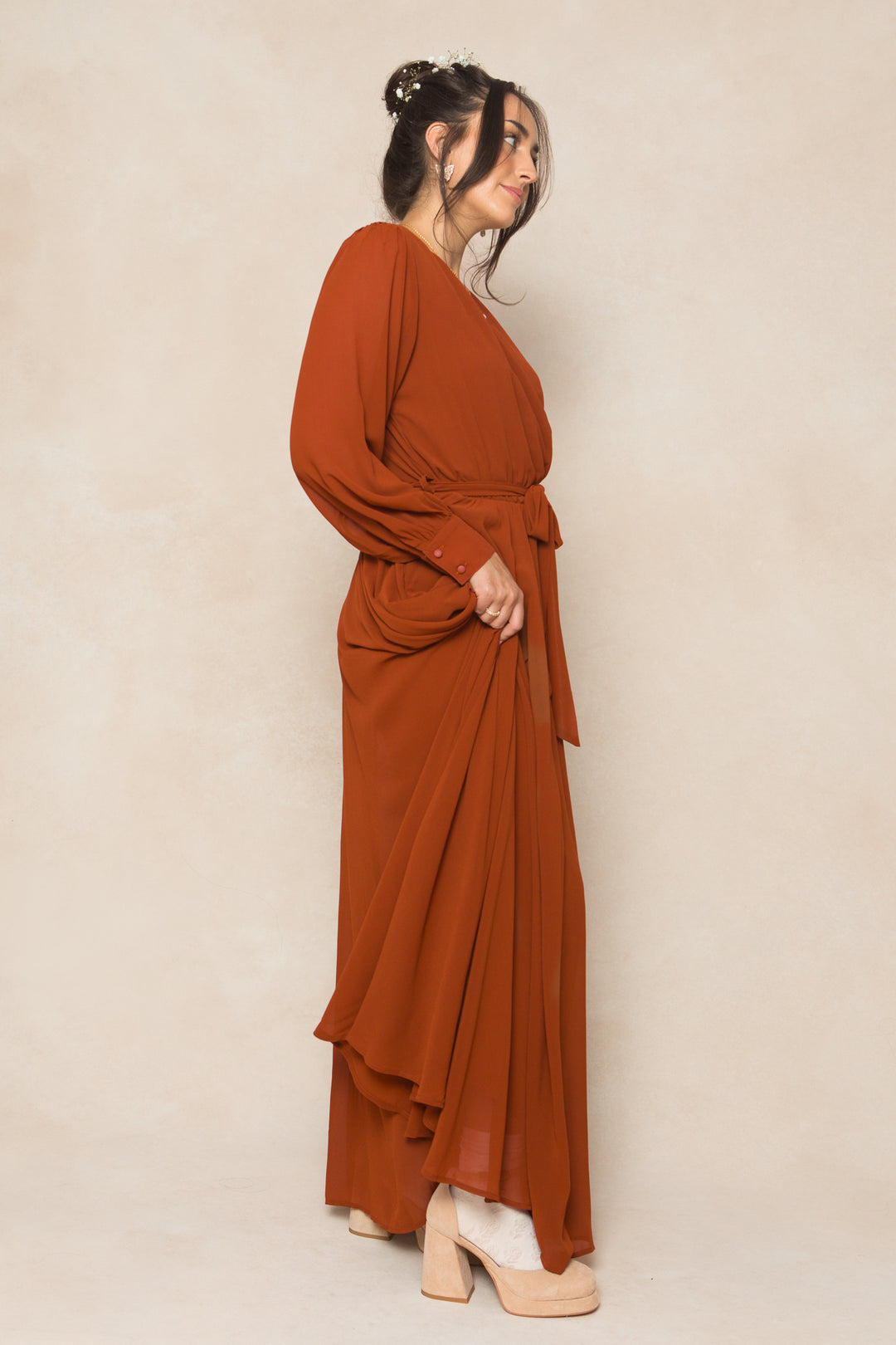 Andie Dress in Amber Chiffon