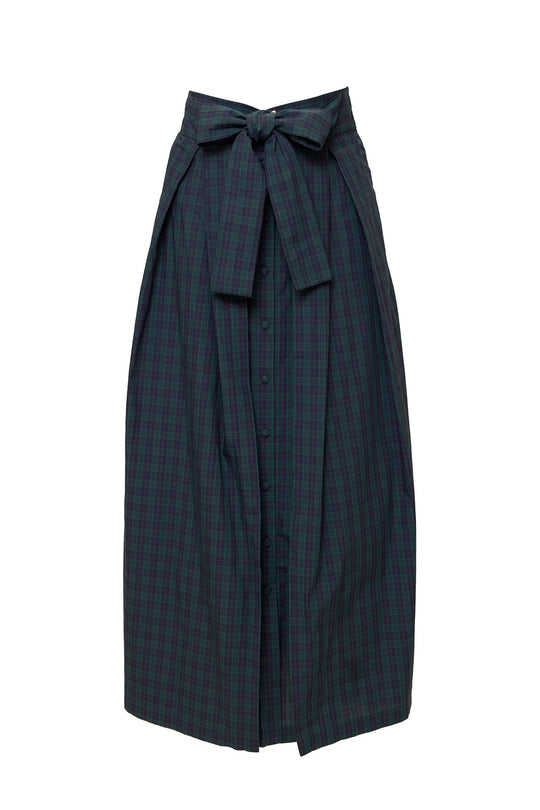 Plaid skirt with a bow on a white background