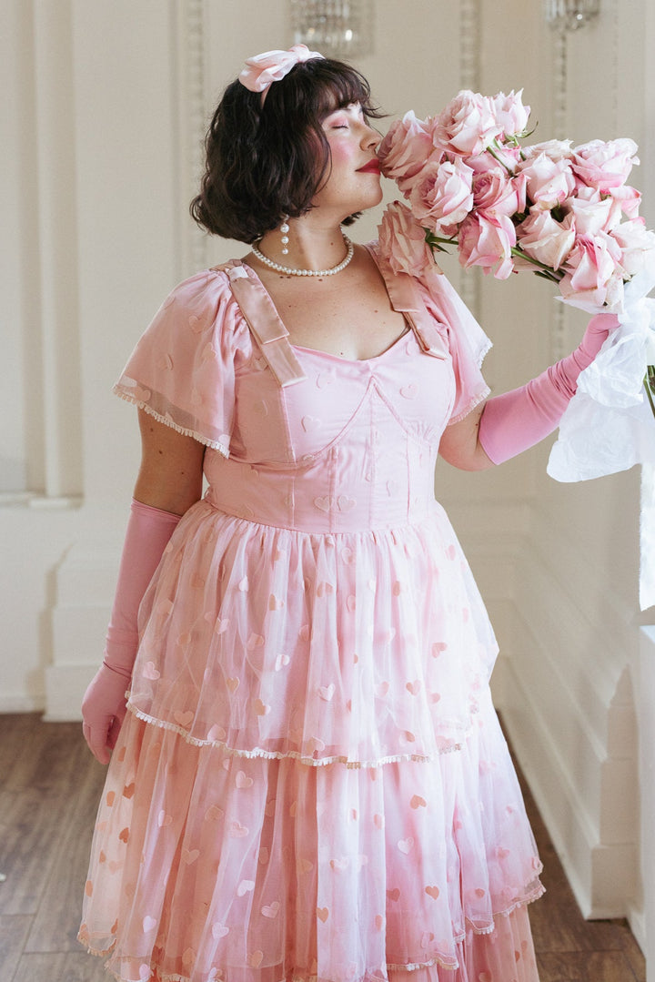 Annabelle Dress in Pink Hearts