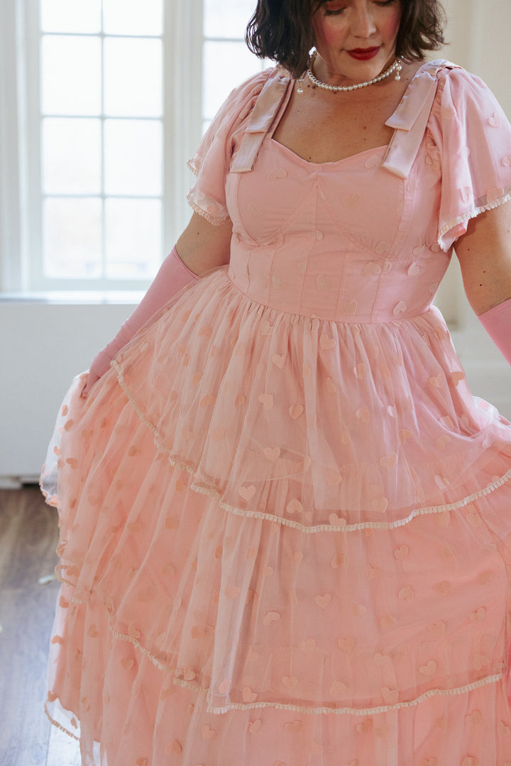 Annabelle Dress in Pink Hearts