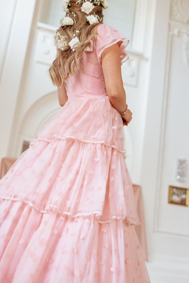 Annabelle Dress in Pink Hearts