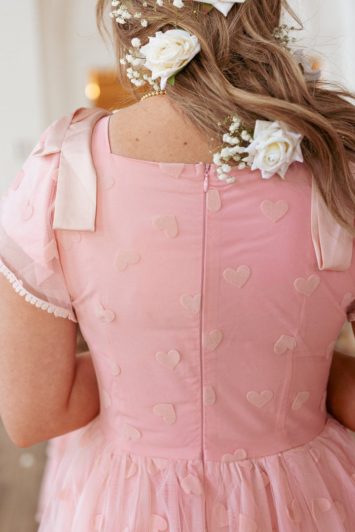 Annabelle Dress in Pink Hearts