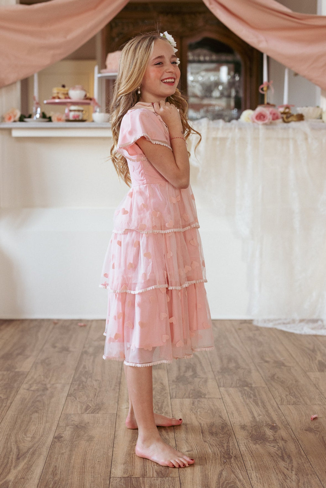 Mini Annabelle Dress in Pink Hearts - FINAL SALE