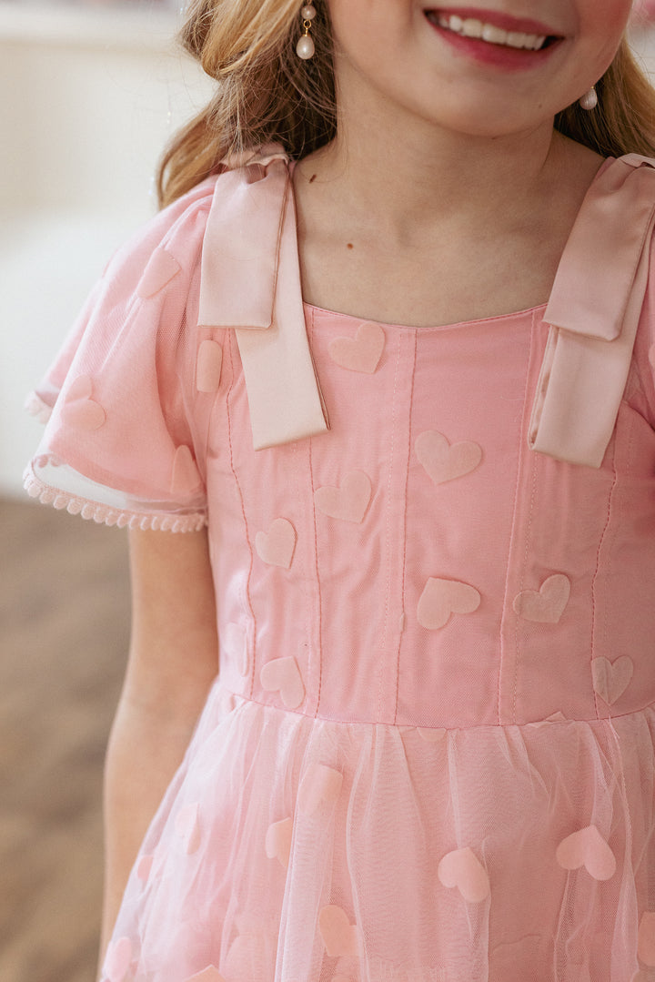 Mini Annabelle Dress in Pink Hearts - FINAL SALE