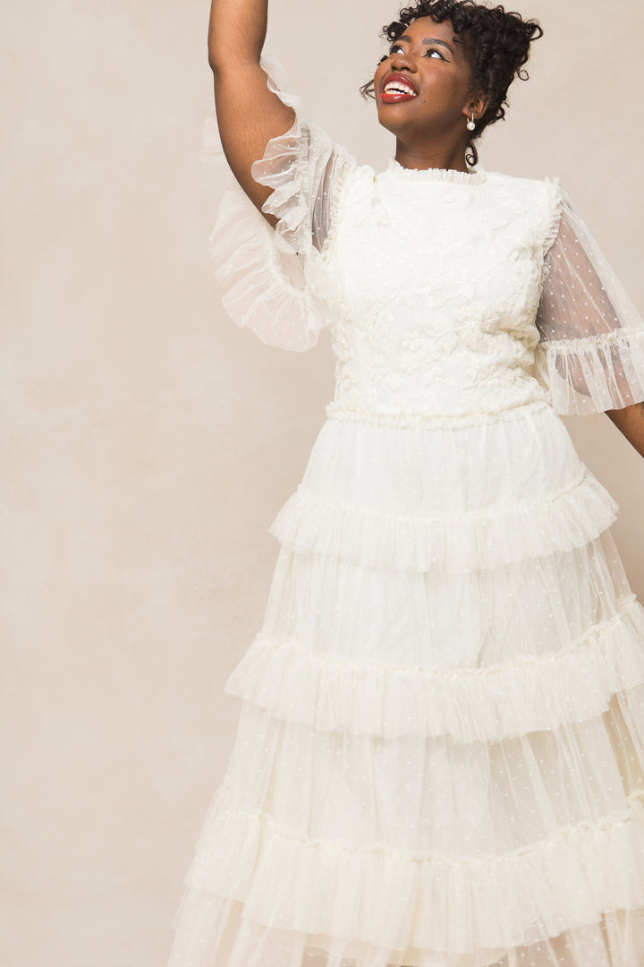 Anya Dress in Cream Tulle