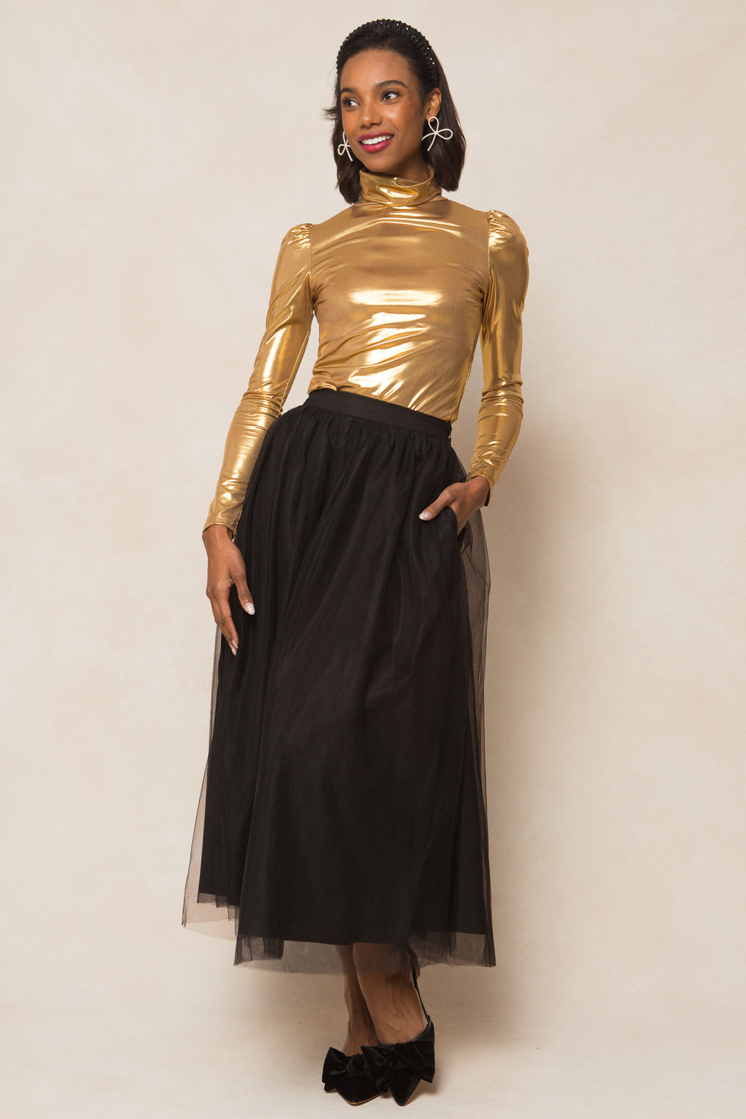 Aren Top in Metallic Gold