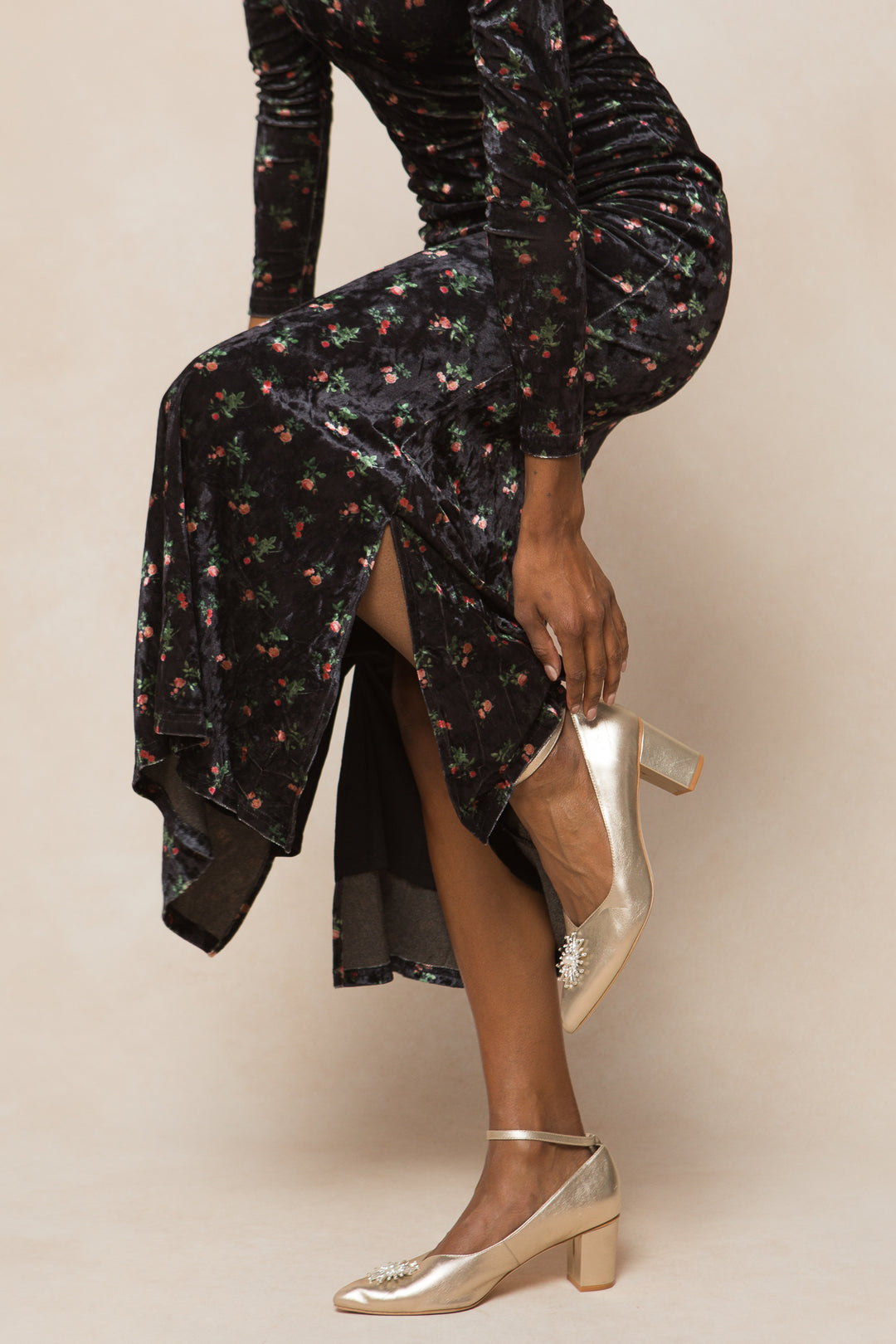 Ari Dress in Velvet Floral