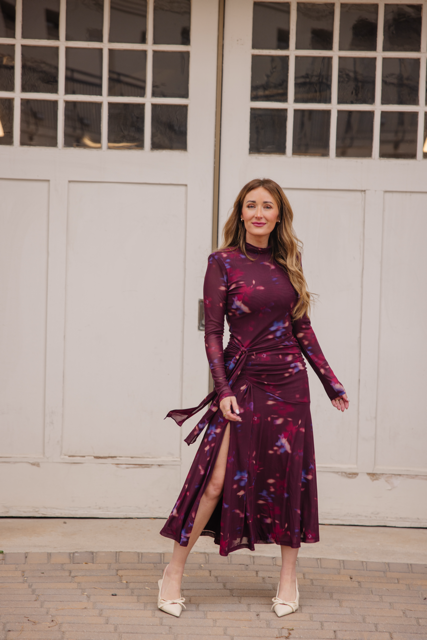 Aubriella Dress in Burgundy Floral