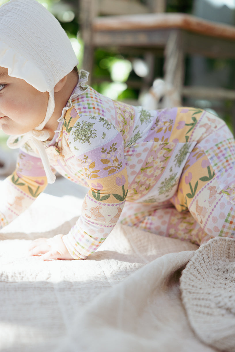 Baby So Soft Footie One Piece in Boxwood Blossoms Print