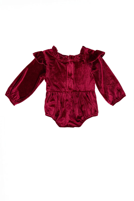 Baby Cleopatra Romper in Wine Velvet