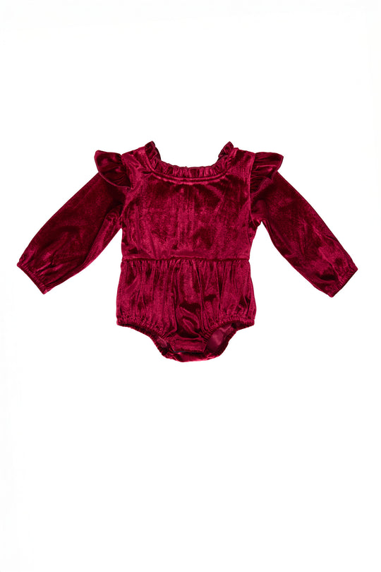 Baby Cleopatra Romper in Wine Velvet