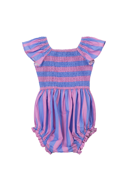Baby Collins Romper in Pink & Blue Stripe