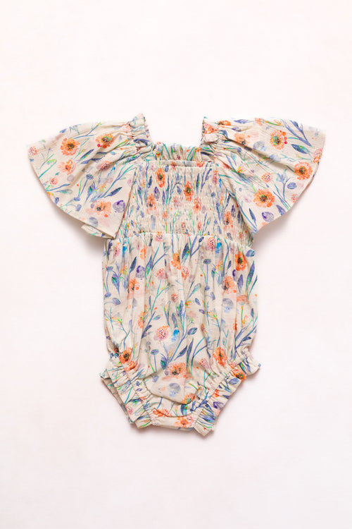 Baby Eva Romper in Cream Floral