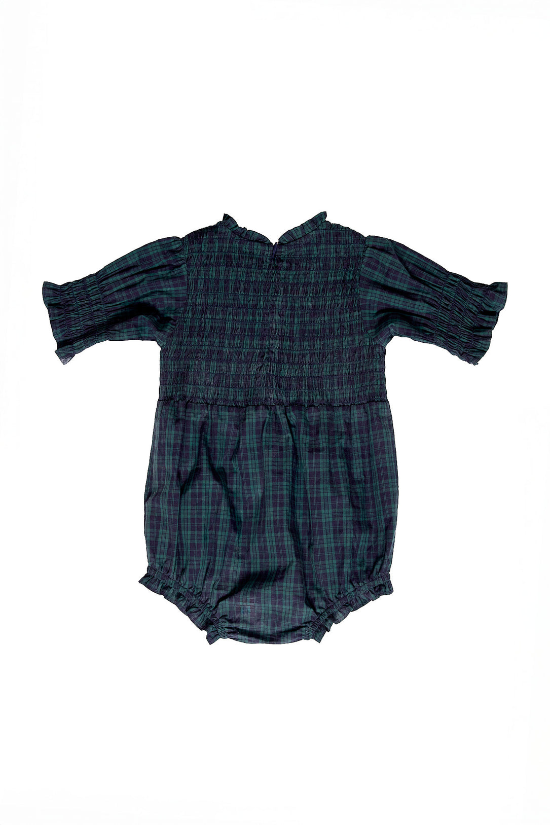 Plaid baby romper on a white background