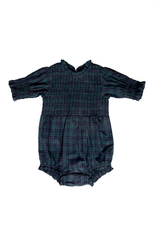Plaid baby romper on a white background