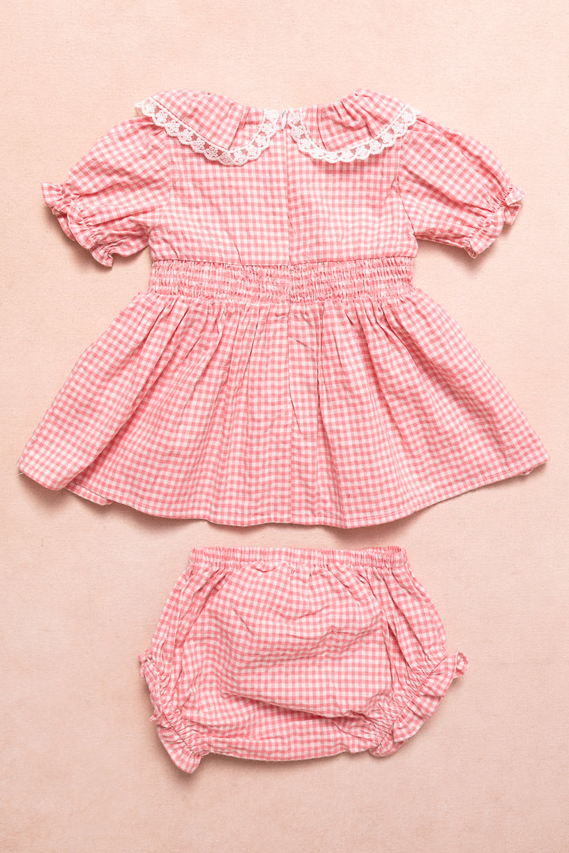 Baby Hannah Dress Set in Pink Gingham