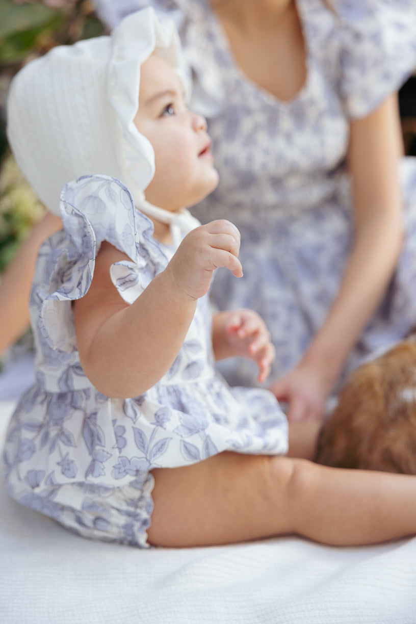 Baby Hattie Romper in Blue Floral