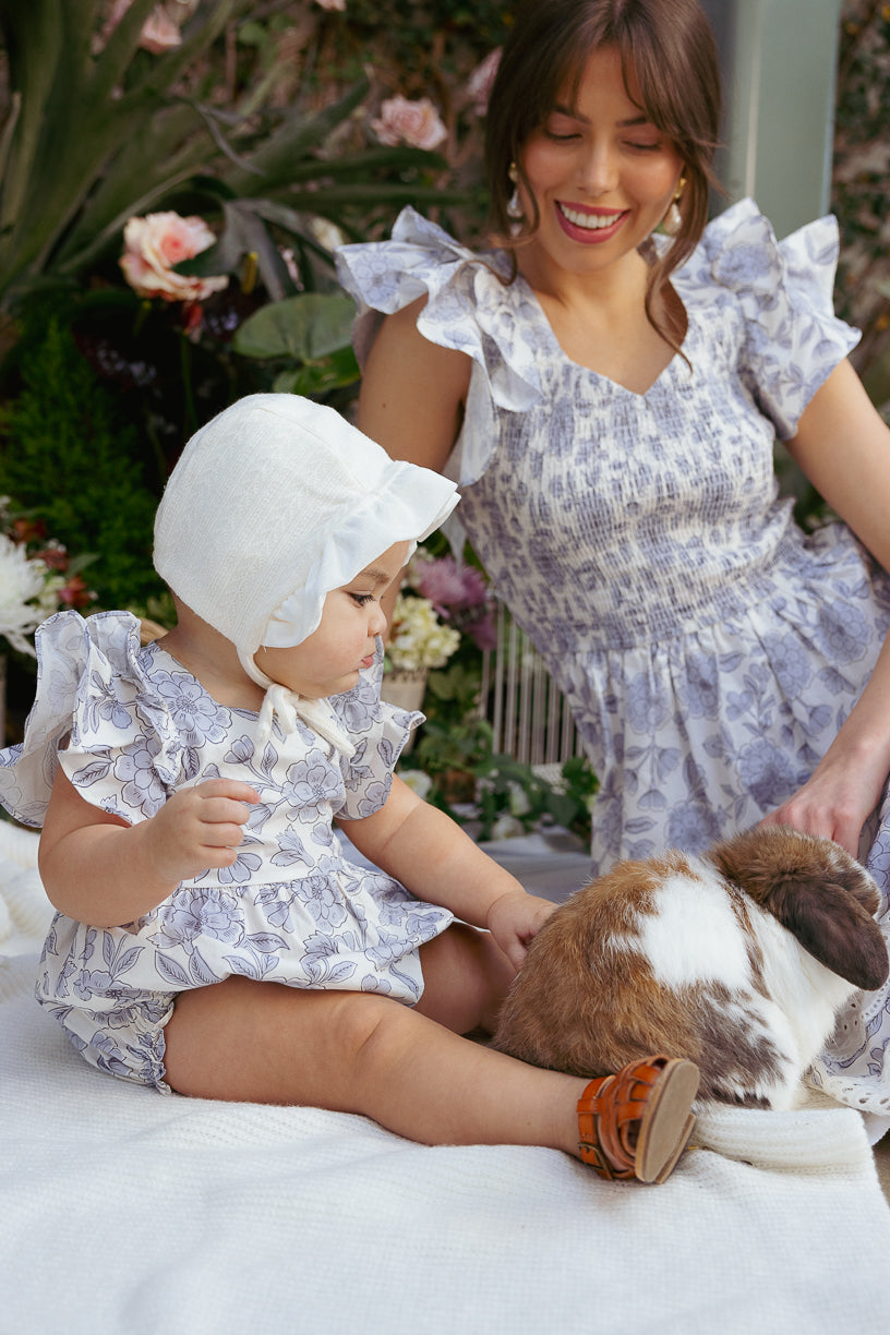 Baby Hattie Romper in Blue Floral