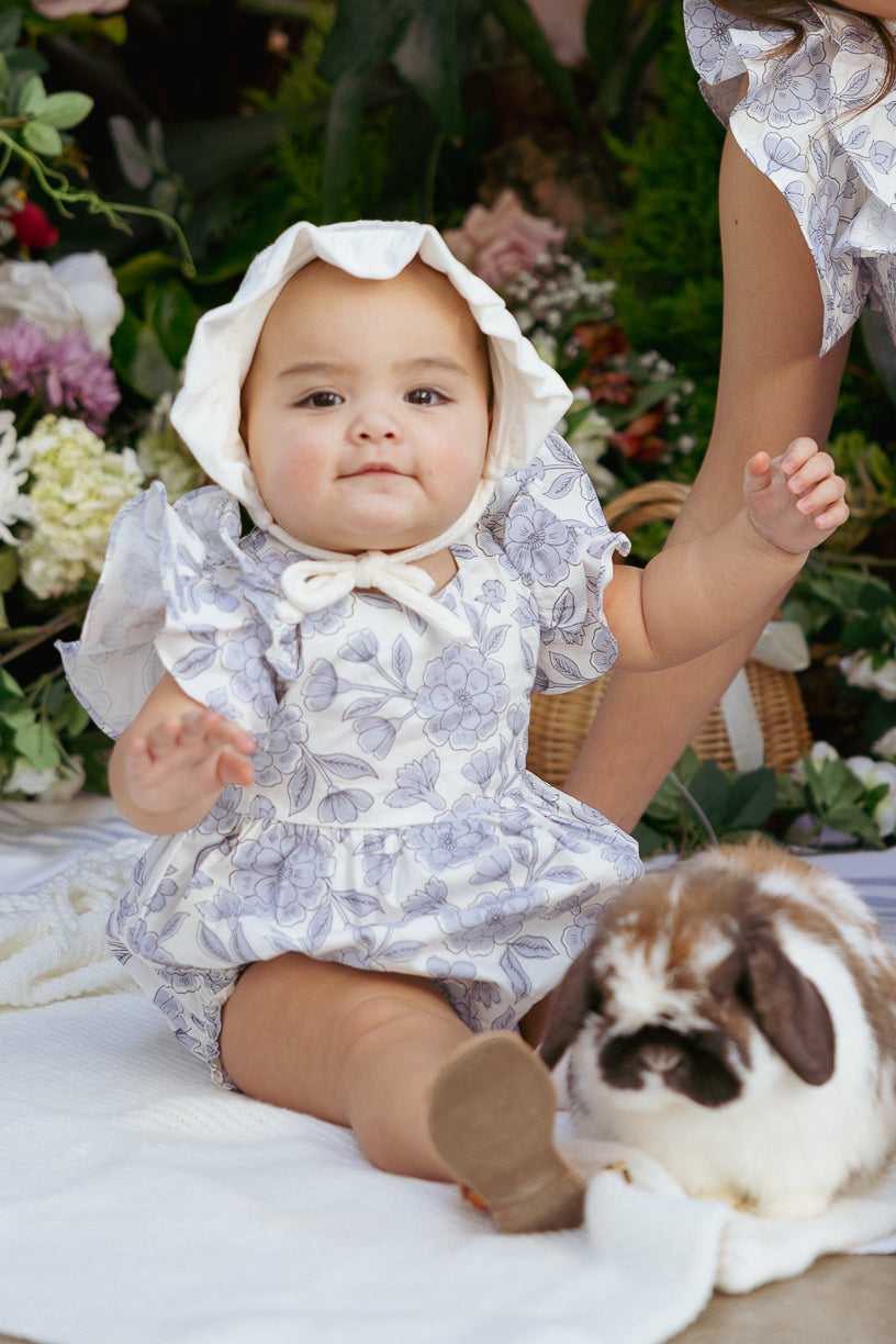 Baby Hattie Romper in Blue Floral