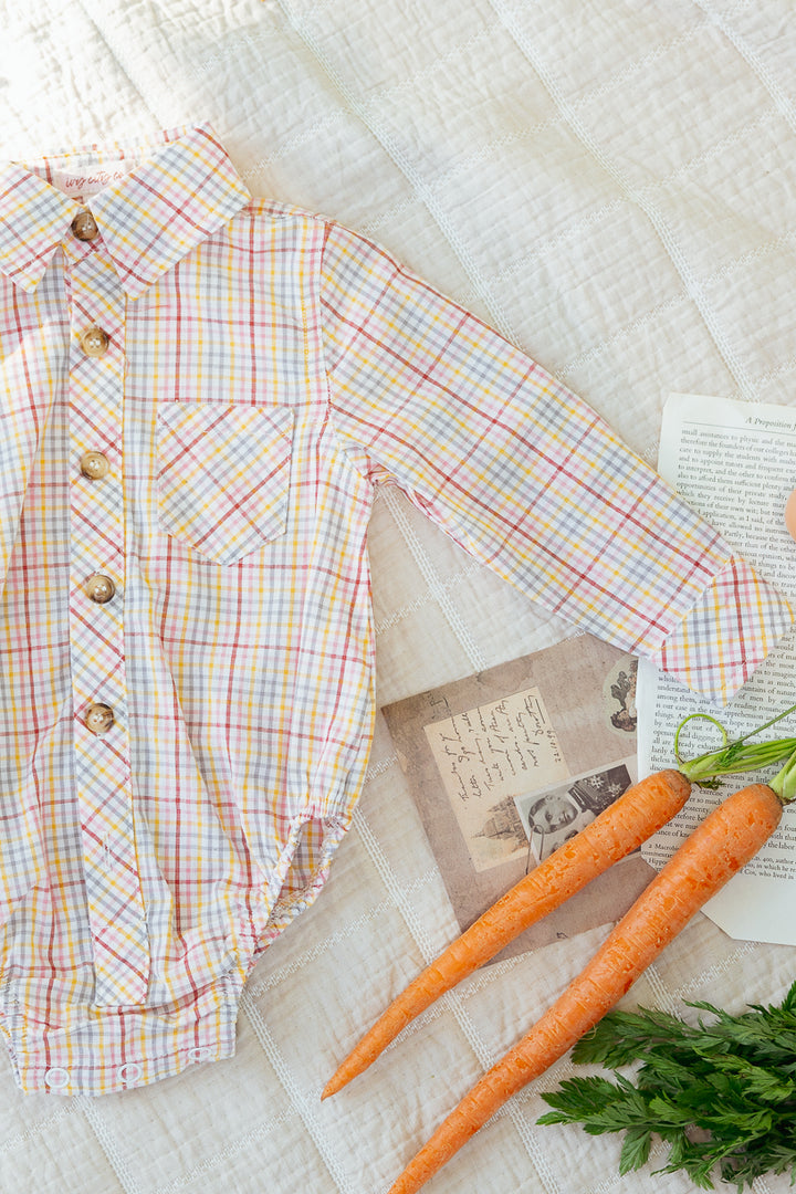 Baby Boys John Romper in Hattie Multicolor Gingham