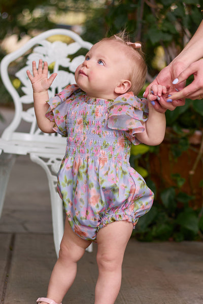 Baby Lottie Romper in Vibrant English Garden – Ivy City Co