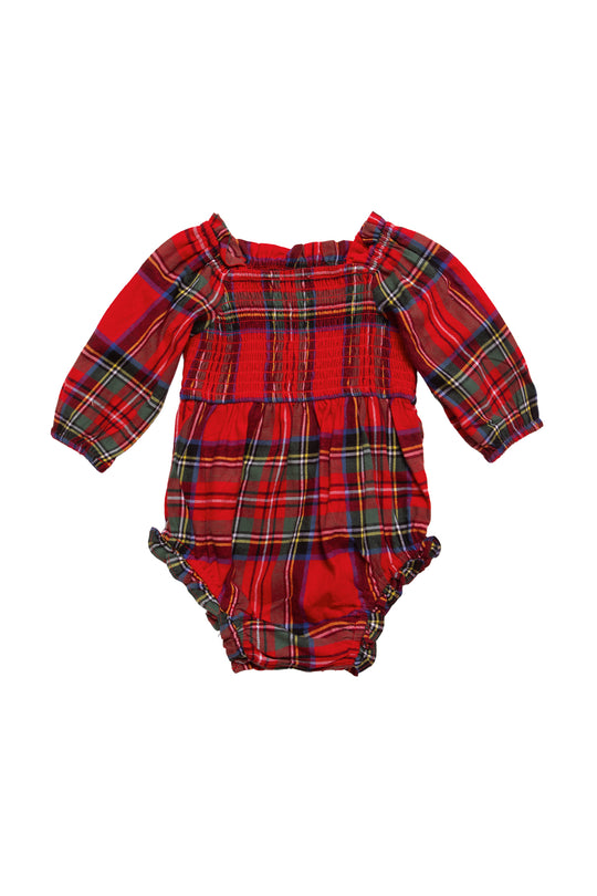 Baby Madeline Romper in Holiday Plaid