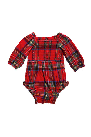 Baby Madeline Romper in Holiday Plaid