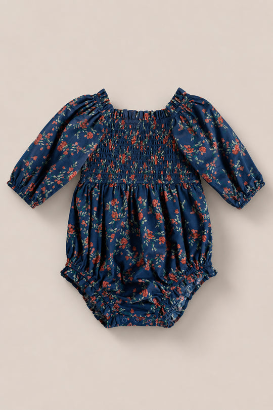 Baby Madeline Romper in Midnight Vibrant Chintz