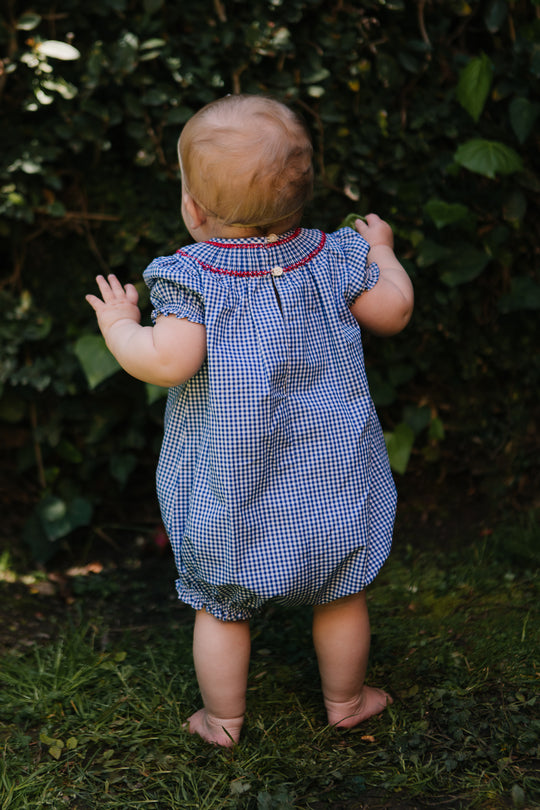 Baby Martha Romper in Blue Gingham