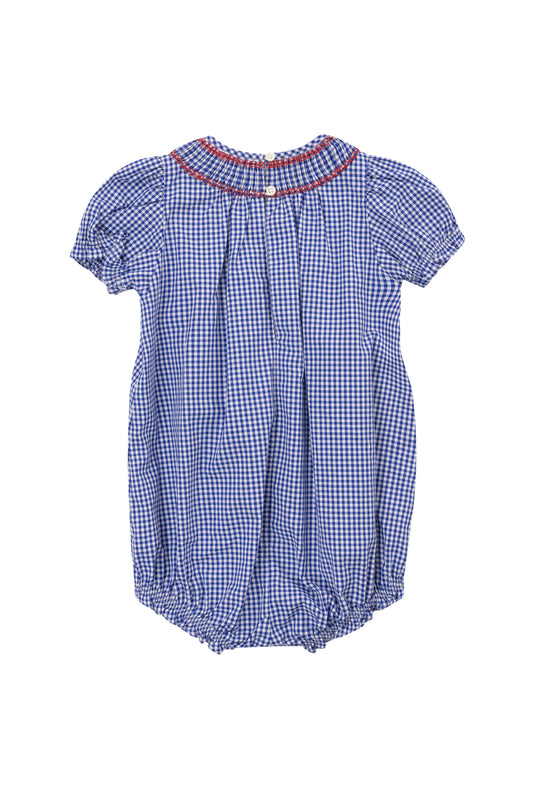 Baby Martha Romper in Blue Gingham