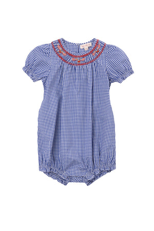 Baby Martha Romper in Blue Gingham