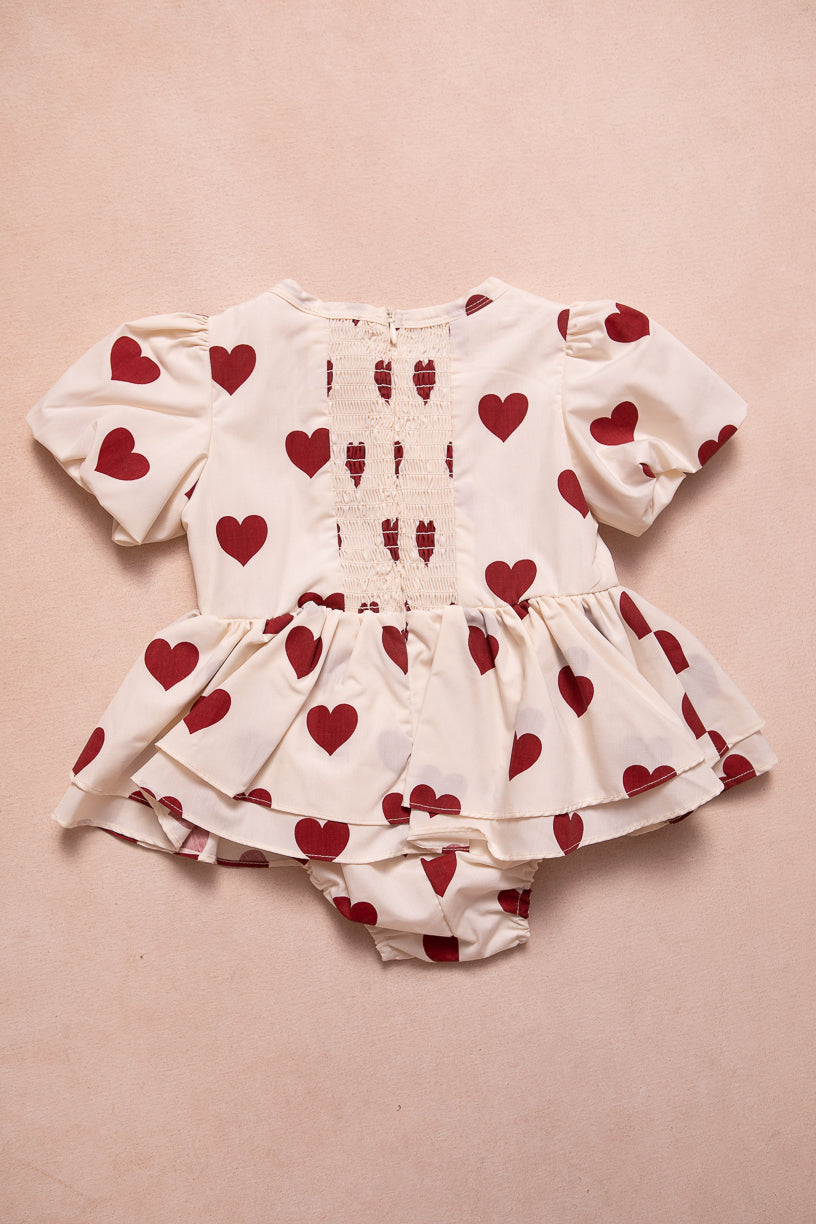 Baby Picnic Skirt Romper in Hearts - FINAL SALE