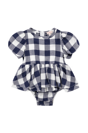 Baby Picnic Skirt Romper in Navy Gingham