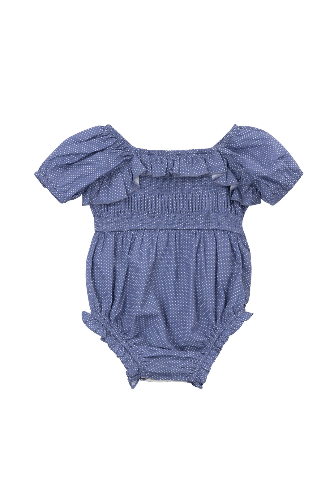 Baby Rae Romper in Blue Polka Dot