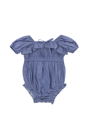 Baby Rae Romper in Blue Polka Dot