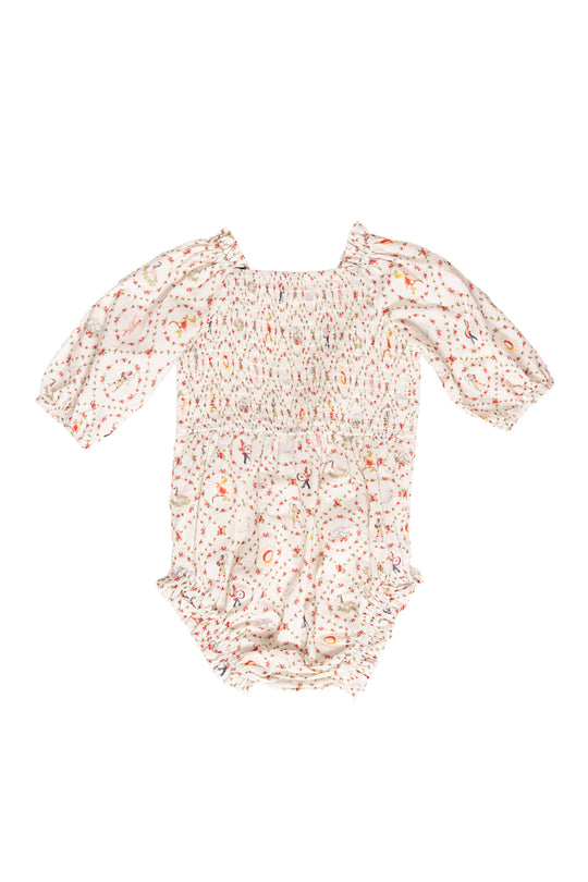 Floral-patterned baby onesie on a white background