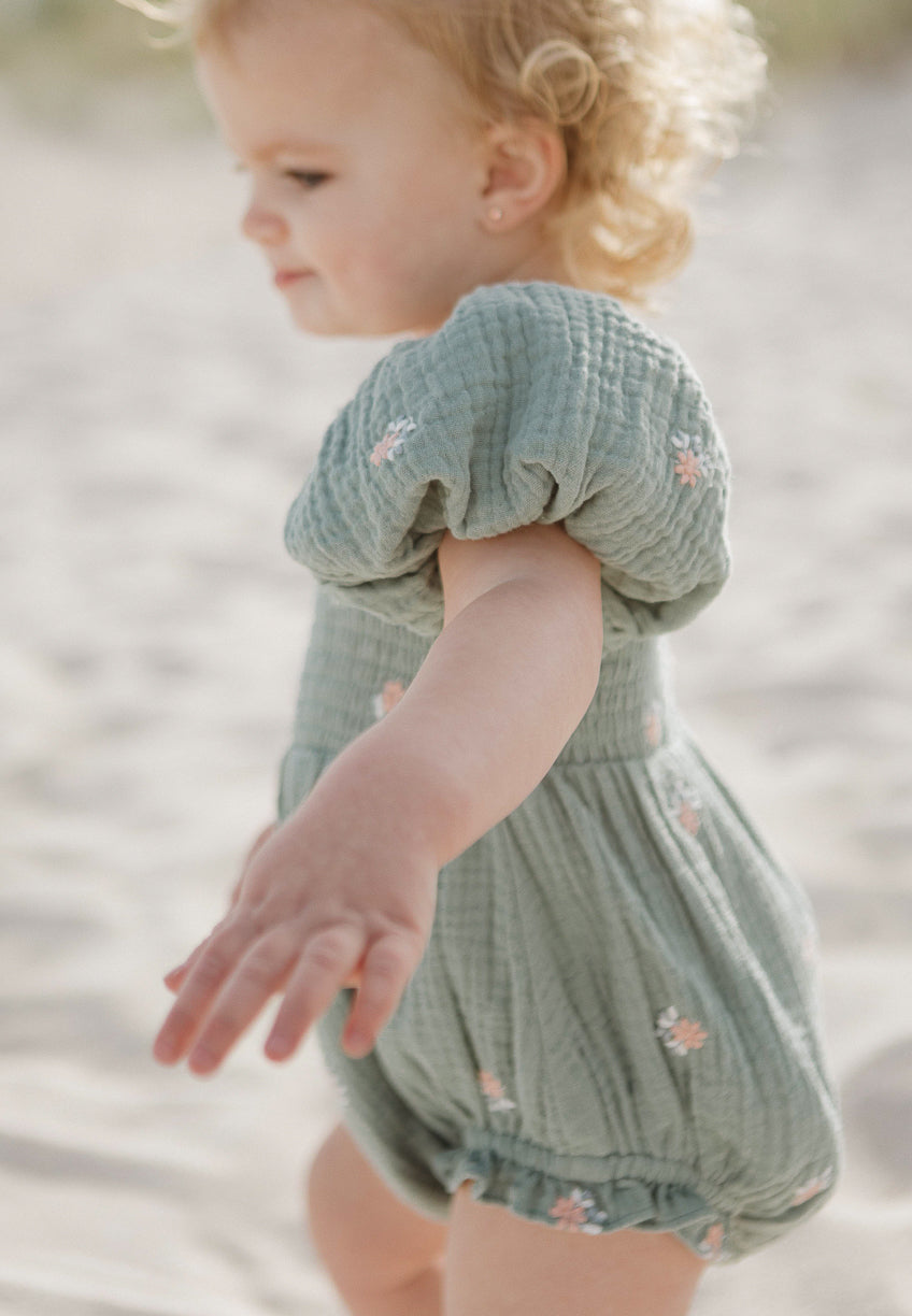 Baby Serendipity Romper in Blue Floral