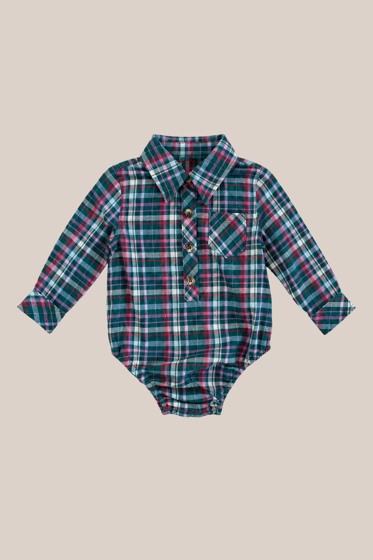 Baby Boys John Romper in Season's Greetings Plaid