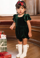 Baby Hattie Romper in Emerald Velvet
