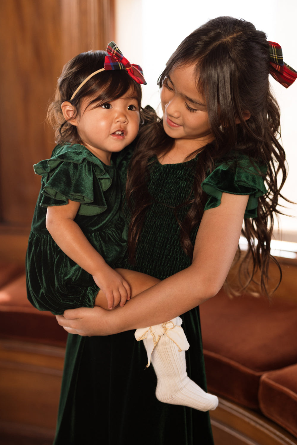 Baby Hattie Romper in Emerald Velvet