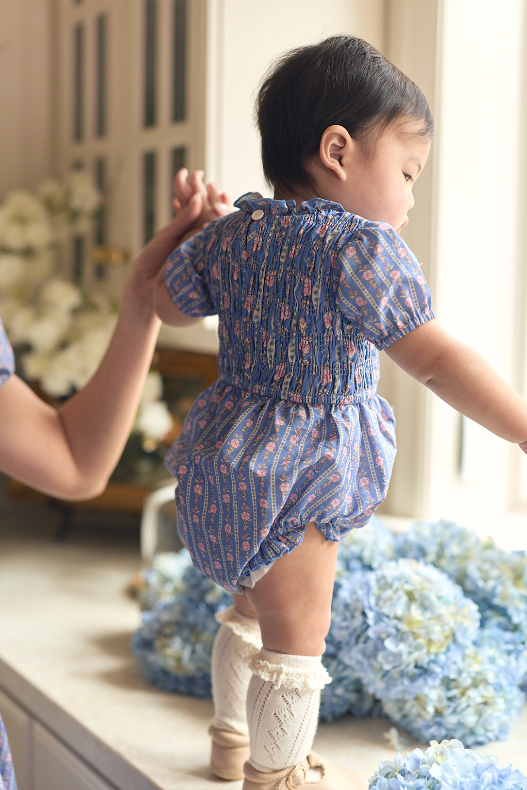 Baby Mariah Romper in Linear Print