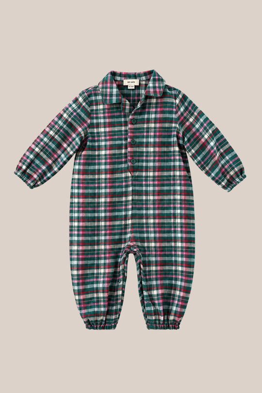 Baby Noah Romper in Season's Greetings Plaid