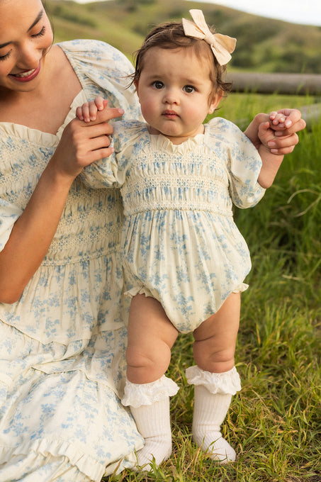 Baby Roselyn Romper in Ivory Porcelain Fleur