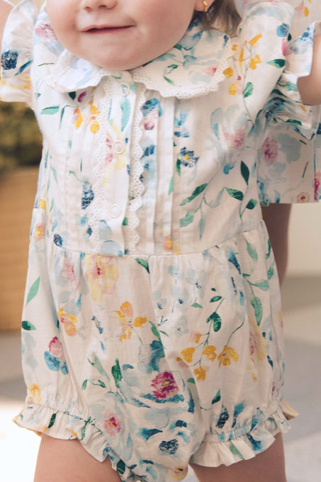 Baby Sophia Romper in Blue Bouquet